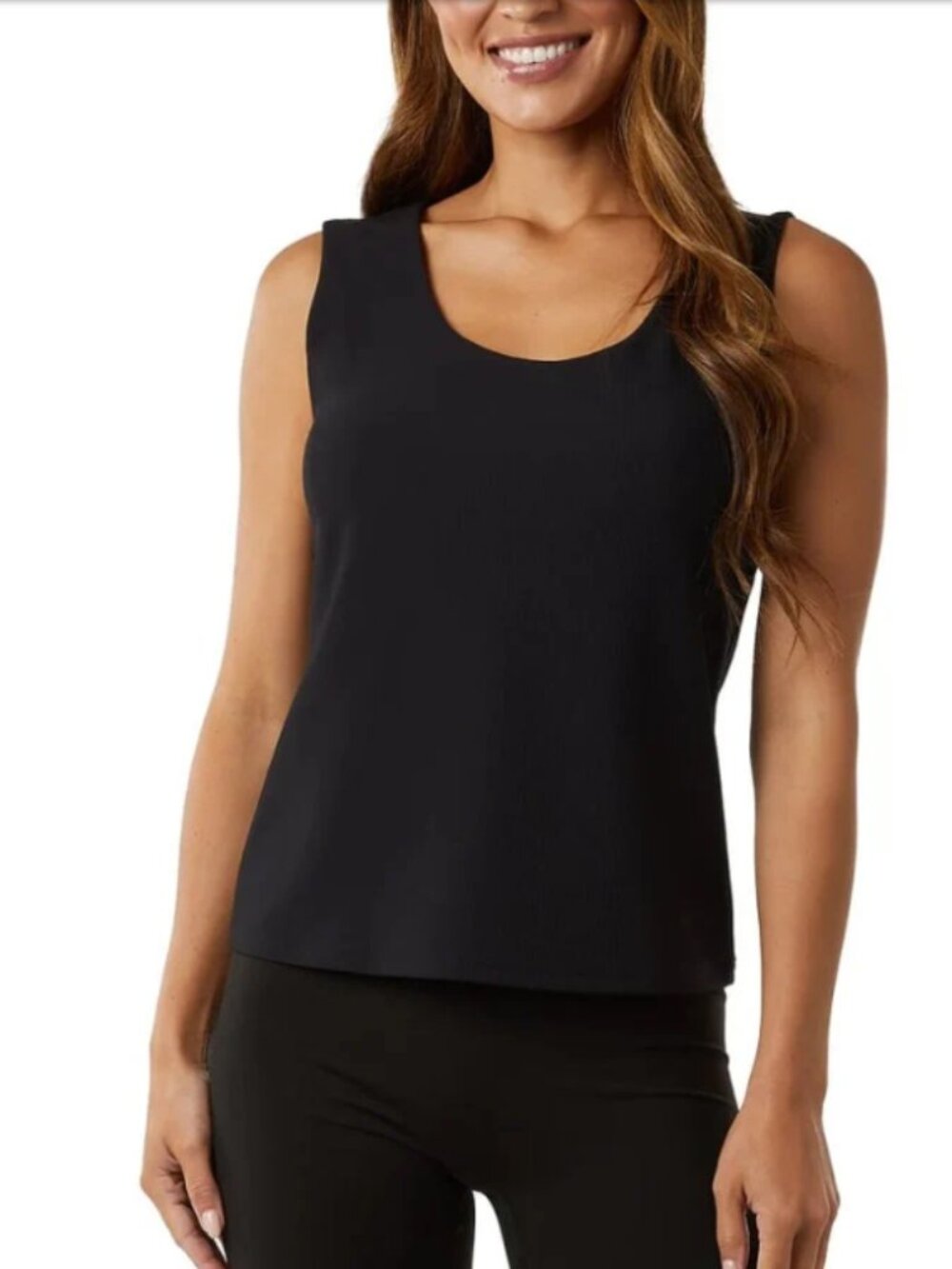 NWT 32 Degrees Black Ribbed Tank Top with Built-In Bra — XXL